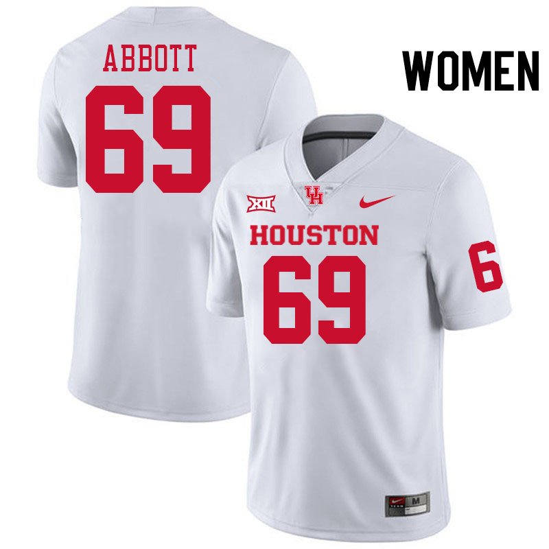 Women #69 Alex Abbott Houston Cougars College Football Jerseys Stitched-White